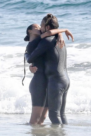 Malibu, CA  - *EXCLUSIVE*  - Actress Zoe Saldana puts on a westuit for a Sunday surf session with her husband Marco Perego Saldana. The pair showed some PDA in between waves while out enjoying a family beach day in Malibu.Pictured: Zoe Saldana, Marco Perego SaldanaBACKGRID USA 20 SEPTEMBER 2020 USA: +1 310 798 9111 / usasales@backgrid.comUK: +44 208 344 2007 / uksales@backgrid.com*UK Clients - Pictures Containing ChildrenPlease Pixelate Face Prior To Publication*