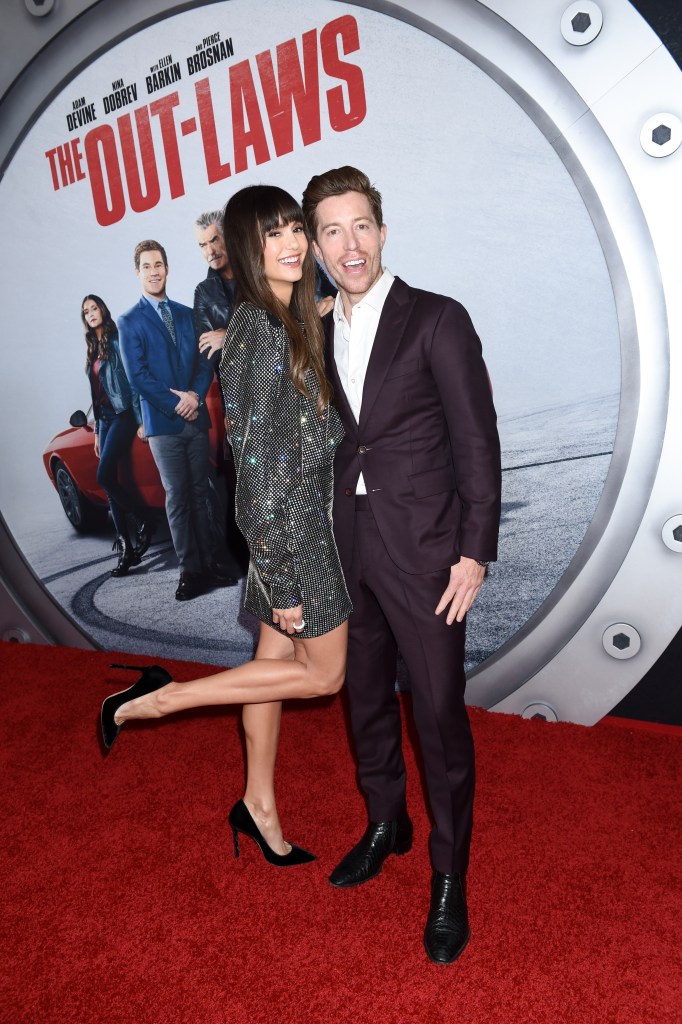 Nina Dobrev and Shaun White at the premiere of "The Out-Laws" held at Regal L.A. Live on June 26, 2023 in Los Angeles, California. (Photo by Gilbert Flores/Variety via Getty Images)