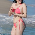 Noah Cyrus wears a neon pink bikini to the beach in Miami