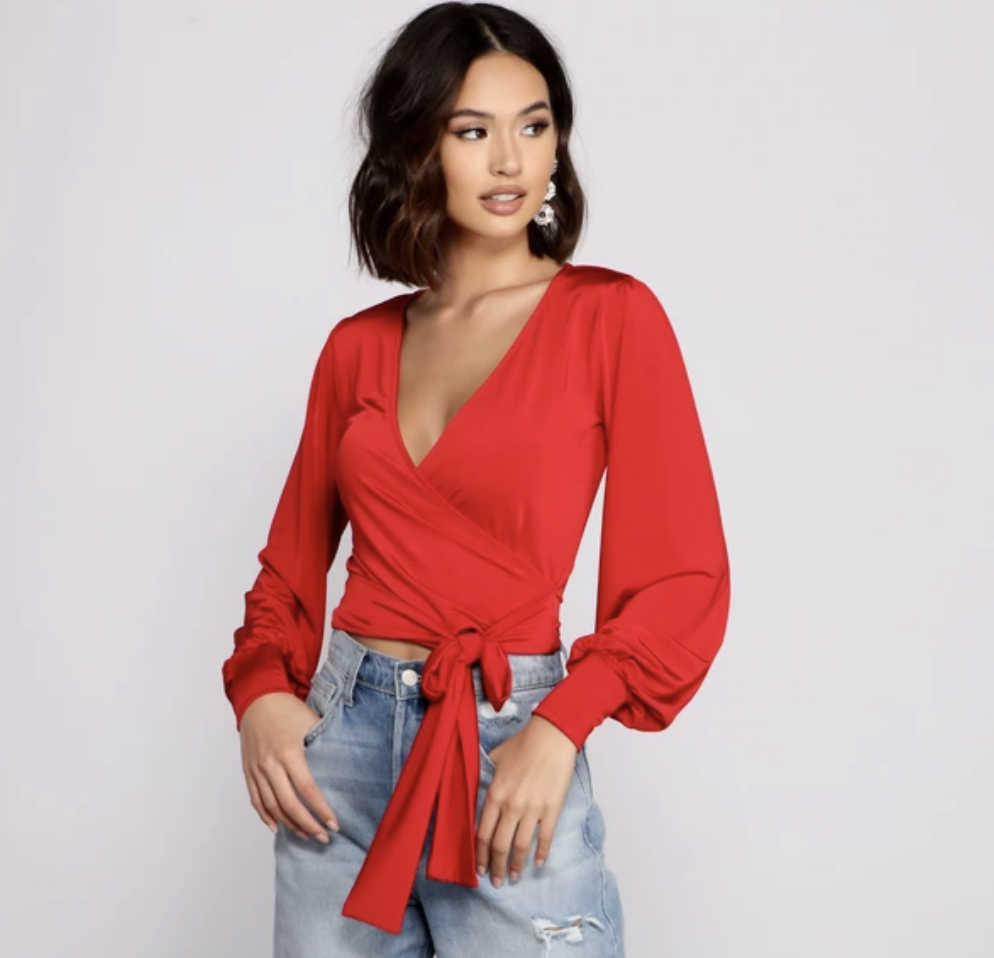 Cute red blouses on sale