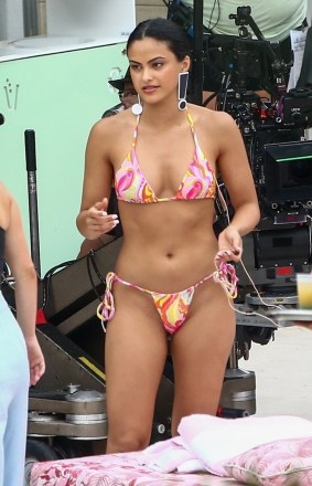 Miami Beach, FL  - *EXCLUSIVE* Actress Camila Mendes wears a tiny bikini as she films a scene for the new Netflix movie 'Strangers' in Miami Beach, Florida, with extras and the movie staff.Pictured: Camila MendesBACKGRID USA 2 AUGUST 2021 USA: +1 310 798 9111 / usasales@backgrid.comUK: +44 208 344 2007 / uksales@backgrid.com*UK Clients - Pictures Containing ChildrenPlease Pixelate Face Prior To Publication*