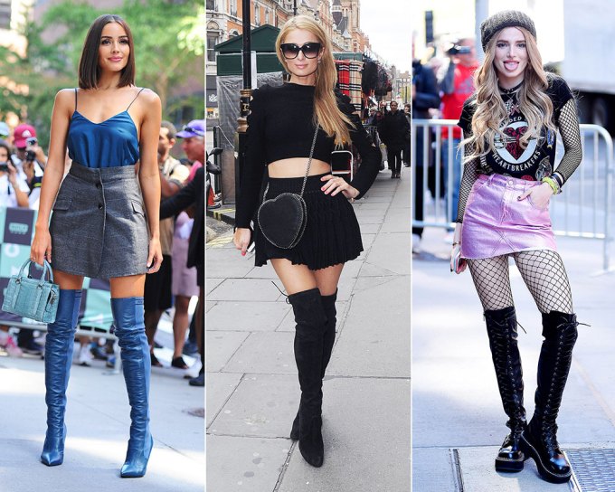 Celebrities Wearing Mini Skirts & Thigh-High Boots — See Photos – Hollywood  Life