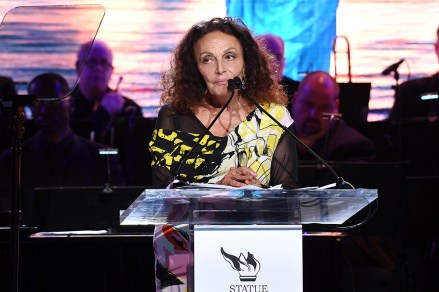 Statue of Liberty-Ellis Island Foundation campaign chairperson Diane von Furstenberg attends the Statue of Liberty Museum opening celebration at Battery Park on Wednesday, May 15, 2019, in New York. (Photo by Evan Agostini/Invision/AP)