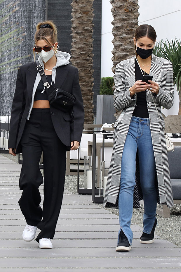 Kendall Jenner and Hailey Bieber Hang Out at Pilates in Cute Crop