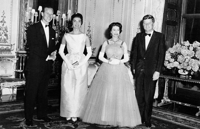 Jackie Kennedy Stuns in Taffeta with Queen Elizabeth