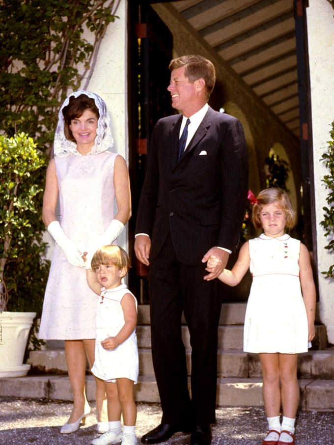 Jackie Kennedy Oozes Style in White Veil & Gloves