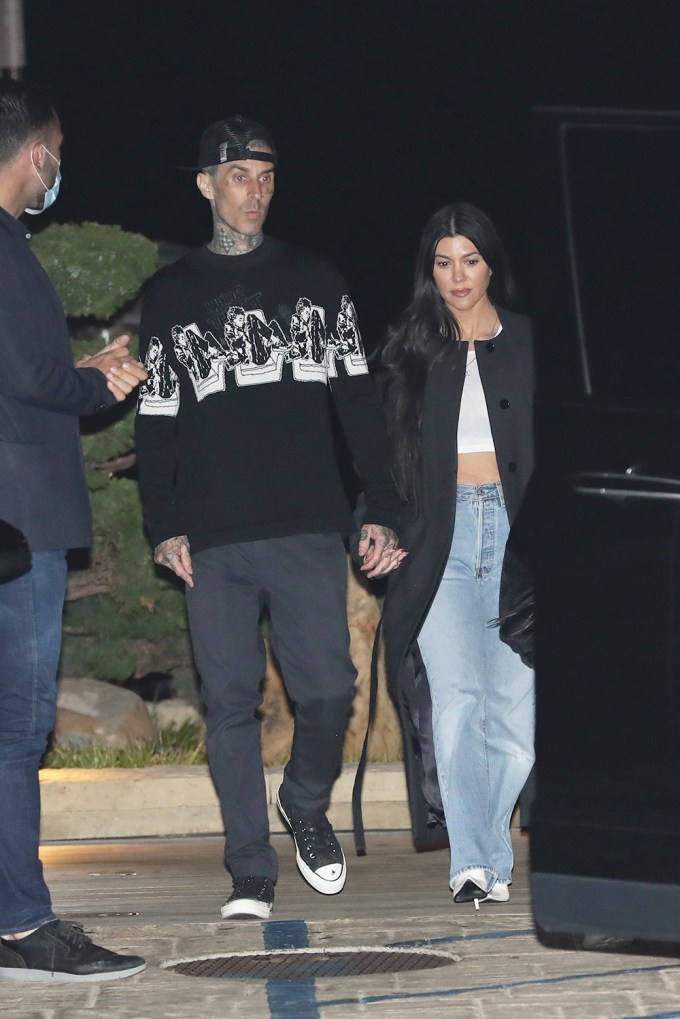 Travis Barker & Kourtney Kardashian Hold Hands On A Dinner Date