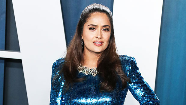 Salma Hayek Rocks Plunging Dress With Cutouts — See Photo