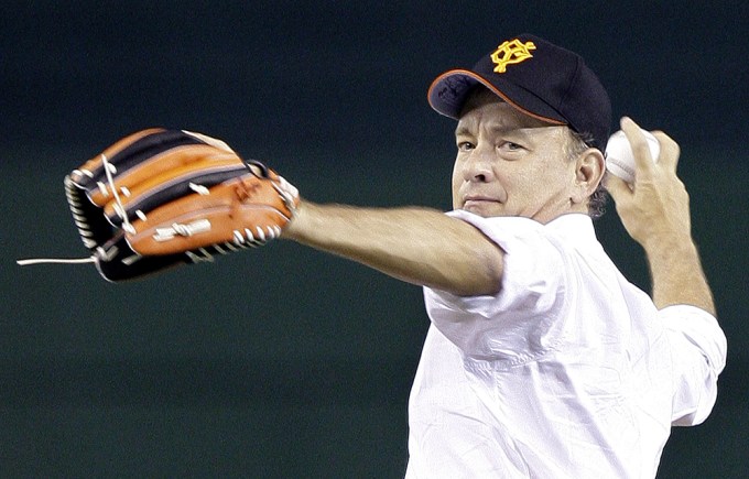 Tom Hanks Throws A Pitch