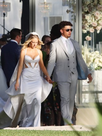*EXCLUSIVE* Maui, HI - Patrick Mahomes married his high school sweetheart, Brittany Matthews, in a lavish beach ceremony today in Maui.  Picture taken on 03/12/22.  Pictured: Patrick Mahomes, Brittany Matthews Backgrid USA March 13, 2022 USA: +1 310 798 9111 / usasales@backgrid.com UK: +44 208 344 2007 / uksales@backgrid.com*UK customer - images containing childrenplease pixelate faces before publication do*