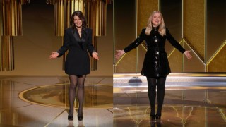 78th ANNUAL GOLDEN GLOBE AWARDS -- Pictured in this screen grab: (l-r) Hosts, Tina Fey and Amy Poehler at the 78th Annual Golden Globe Awards on February 28, 2021. -- (Photo by: NBC)