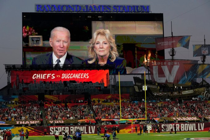 President Joe Biden and Dr. Jill Biden at the Super Bowl