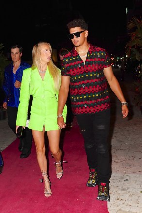 NFL superstar quarterback Patrick Mahomes and Brittany Matthews are spotted at Carbone Beach in Miami Beach, Florida.Pictured: Brittany Matthews,Patrick MahomesRef: SPL5308509 070522 NON-EXCLUSIVEPicture by: Pichichipixx / SplashNews.comSplash News and PicturesUSA: +1 310-525-5808London: +44 (0)20 8126 1009Berlin: +49 175 3764 166photodesk@splashnews.comWorld Rights