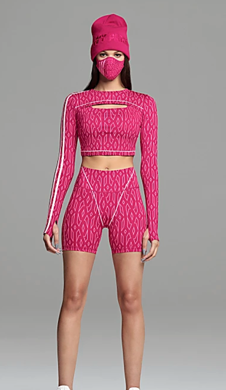 adidas Ivy Park Medium-Support Monogram Cutout Bra Bold Pink
