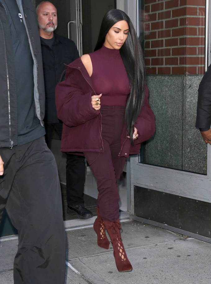 Kim Kardashian In Maroon Sweats