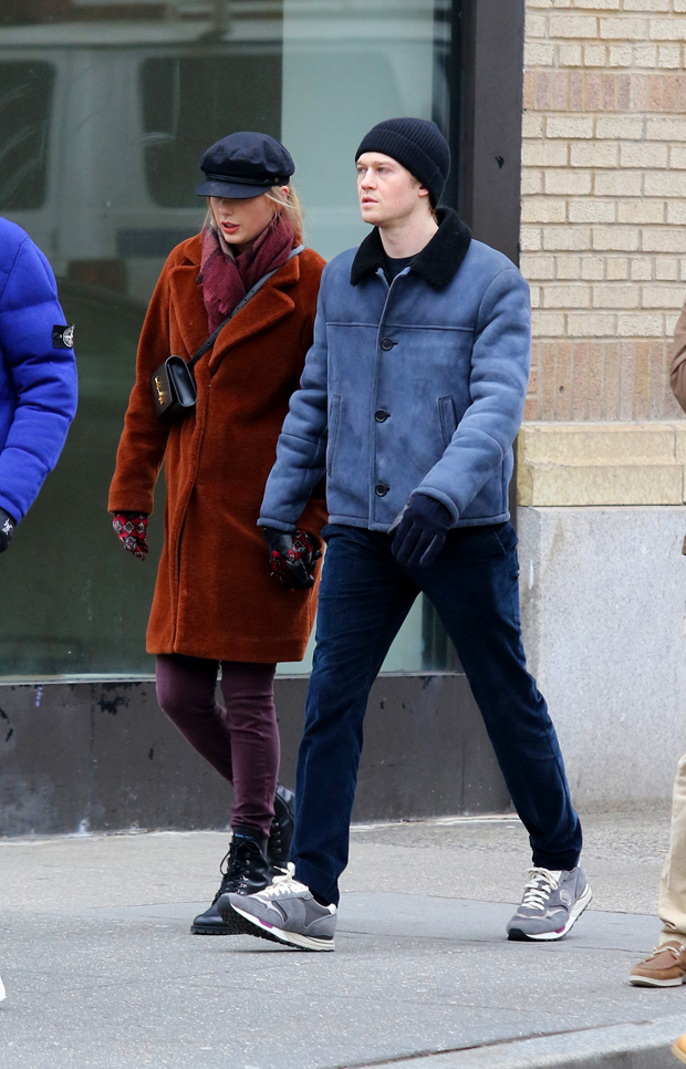 Joe Alwyn and Taylor Swift bundled up for a stroll together