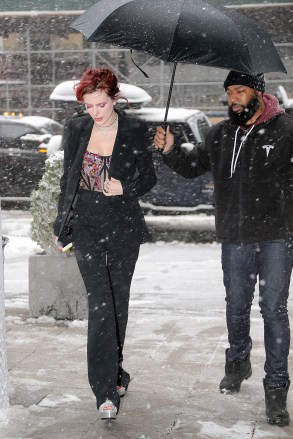 Bella Thorne fights the blizzard while out and about in NYC. 21 Mar 2018 Pictured: Bella Thorne. Photo credit: ZapatA/MEGA TheMegaAgency.com +1 888 505 6342 (Mega Agency TagID: MEGA186975_012.jpg) [Photo via Mega Agency]