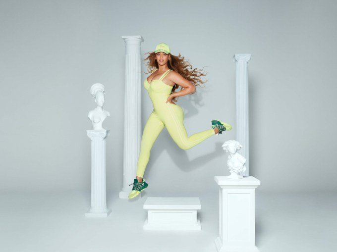 Beyonce models a neon yellow outfit from the ‘Drip 2’ collection