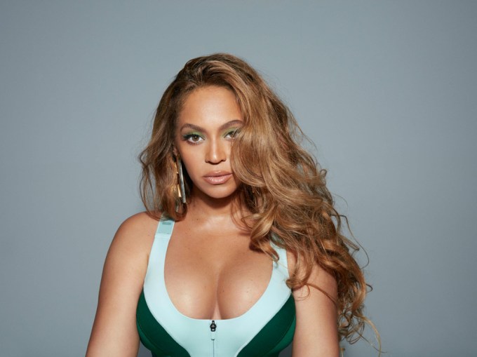 Beyonce gives a serious look to the camera for the ‘Drop 3’ collection