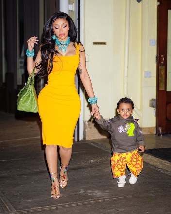 New York, NY  - *EXCLUSIVE*  - Cardi B, rapper, shines in a yellow dress with her adorable kids and her mother at Cipriani Downtown. She even later posted on Instagram, "'I Birth My Best Friends"Pictured: Cardi BBACKGRID USA 15 MAY 2023 BYLINE MUST READ: @TheHapaBlonde / BACKGRIDUSA: +1 310 798 9111 / usasales@backgrid.comUK: +44 208 344 2007 / uksales@backgrid.com*UK Clients - Pictures Containing ChildrenPlease Pixelate Face Prior To Publication*
