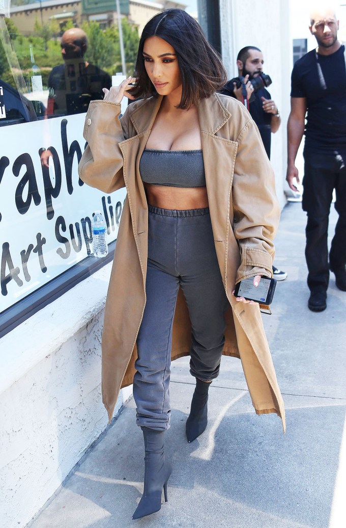 Kim Kardashian In Crop Top & Sweats