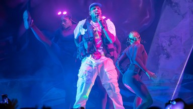 Chris Brown singing on stage