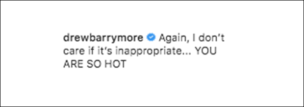 Drew Barrymore's comment on Martha Stewart's Instagram 