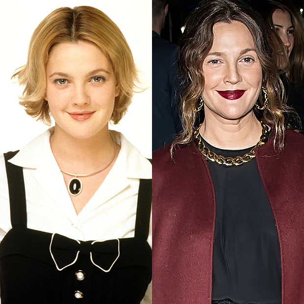 Drew Barrymore then and now