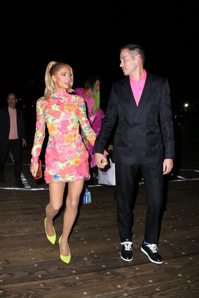 Paris Hilton and Carter Reum look stylish while arriving to Slivingland