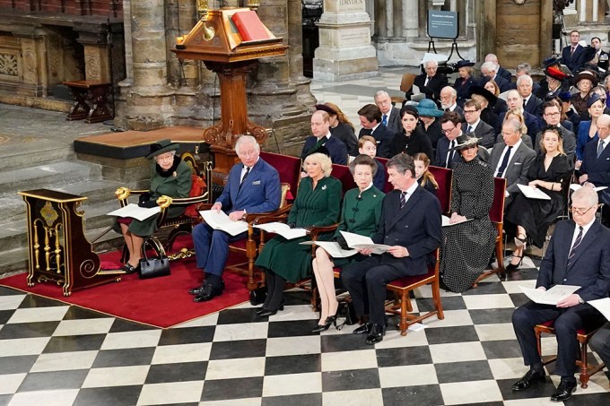 Queen Elizabeth Front Row At Prince Philip Service