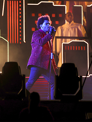 The Weeknd performs at the Pepsi Halftime Show during the NFL Super Bowl 55 football game between the Kansas City Chiefs and Tampa Bay Buccaneers, Sunday, Feb. 7, 2021 in Tampa, Fla. (Ben Liebenberg via AP)