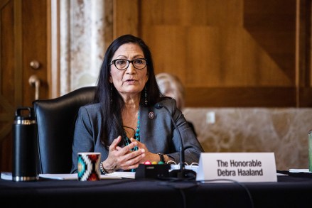 United States Representative Deb Haaland (Democrat of New Mexico), speaks during a Senate Committee on Energy and Natural Resources hearing on her nomination to be Interior Secretary, on Capitol Hill in Washington.
US Senate Committee on Energy and Rersources Hearing to Consider the Nomination Debra Haaland to be US Secretary of the Interior, Washington, District of Columbia, USA - 23 Feb 2021
