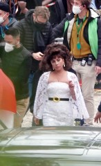Lady Gaga wearing a bride gown on House of Gucci set in Rome. 07 Apr 2021 Pictured: Lady Gaga. Photo credit: MEGA TheMegaAgency.com +1 888 505 6342 (Mega Agency TagID: MEGA744736_018.jpg) [Photo via Mega Agency]