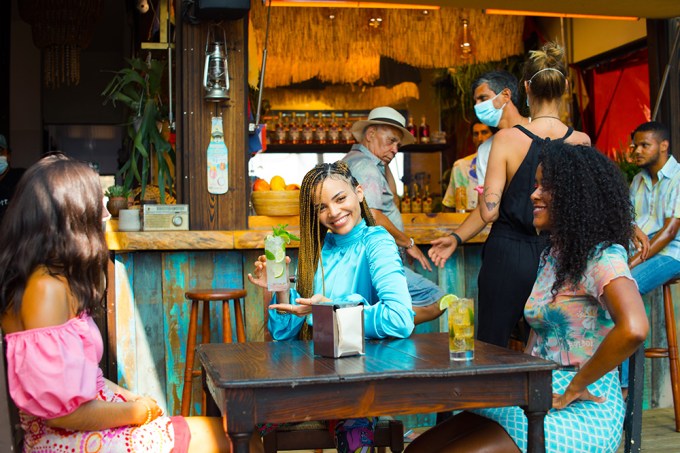 Leslie Grace enjoys a bit of Coco Conga, a new cocktail/collaboration with BACARDÍ