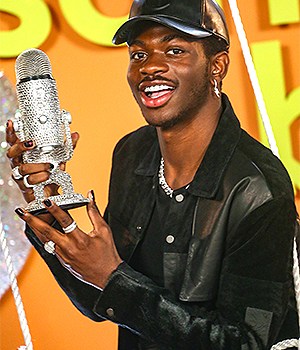 LOS ANGELES, CALIFORNIA - MARCH 13: Lil Nas X poses as Logitech Celebrates Creators With First-Ever Song Breaker Awards at Hubble Studio on March 13, 2021 in Los Angeles, California. (Photo by Tommaso Boddi/Getty Images for Logitech)