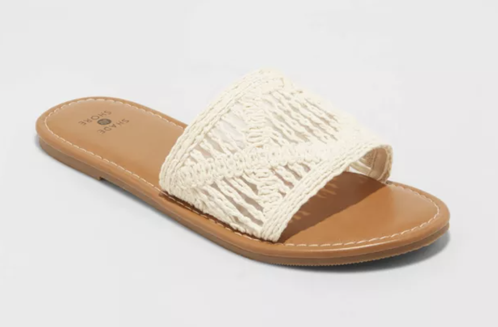 crochet knit slide sandals