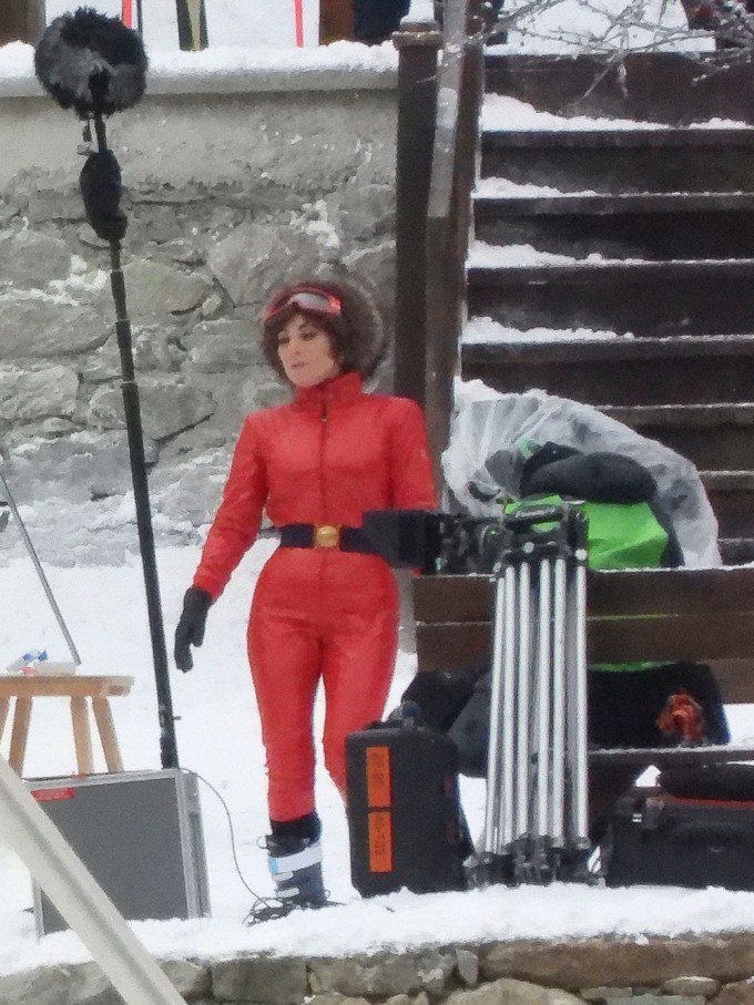Lady Gaga In A Red Snowsuit