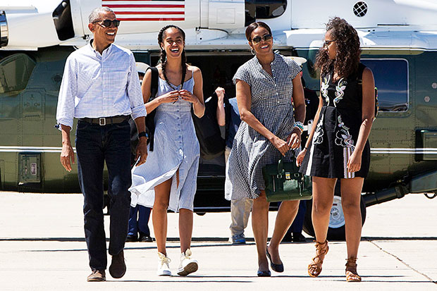 Michelle Barack Sasha Malia Obama