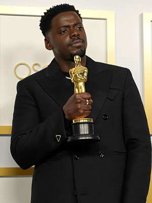 Daniel Kaluuya, winner of the award for best actor in a supporting role for "Judas and the Black Messiah," poses in the press room at the Oscars, at Union Station in Los Angeles93rd Academy Awards - Press Room, Los Angeles, United States - 25 Apr 2021