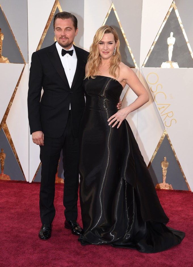 Kate Winslet and Leonardo DiCaprio arrive at the Oscars