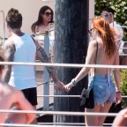 Bella Thorne and Benji Mascolo boating in lake Como with her sister Kaili Thorne and friends