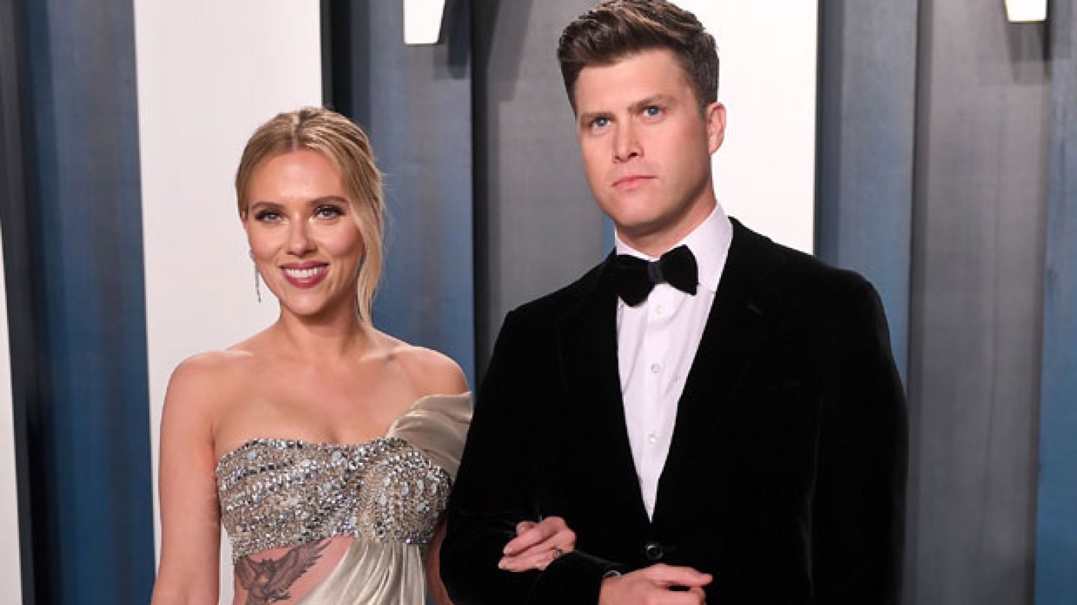 Colin Jost Adorably Holds Scarlett Johanssons Daughter Rose In Nyc Hollywood Life 