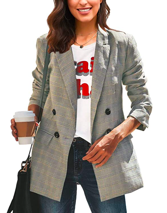 kenoce Womens Casual Basic Work Office Blazer Elegant Long Sleeve Open Front Cardigan Jacket 