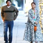 *EXCLUSIVE* Thandiwe Newton  and her boyfriend Lonr are seen arriving for a sushi date at Matsuhisa