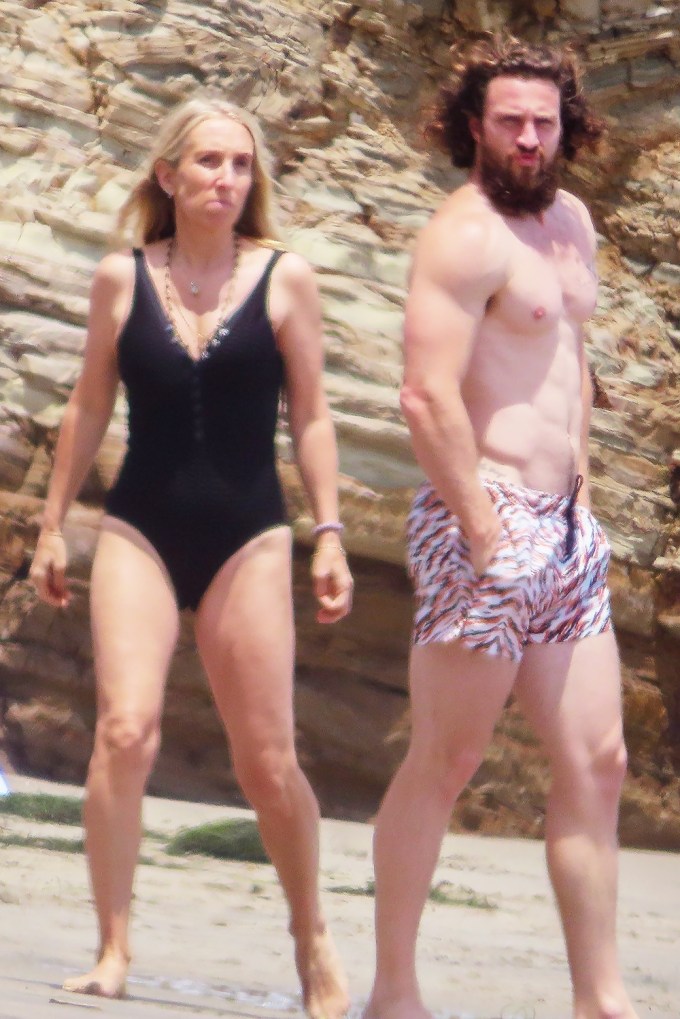 Aaron Taylor-Johnson & wife Sam hit the Malibu beach