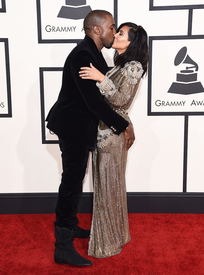 Kim Kardashian & Kanye West at the 57th annual Grammy Awards