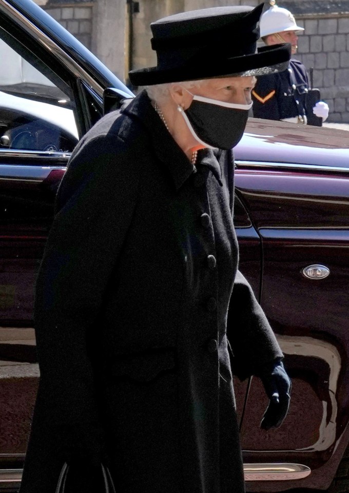 Queen Elizabeth II walking into Prince Philip’s funeral