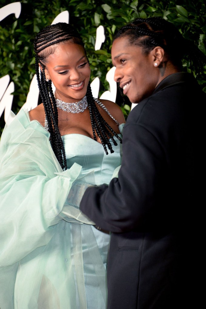 Rihanna & A$AP Rocky Giggle At The Fashion Awards