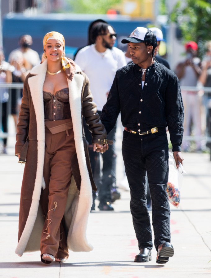 Rihanna & A$AP Rocky Stroll Hand-In-Hand
