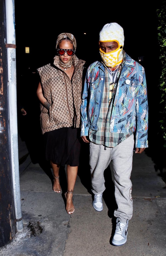 Rihanna & A$AP Rocky Dress Up For Dinner At Giorgio Baldi